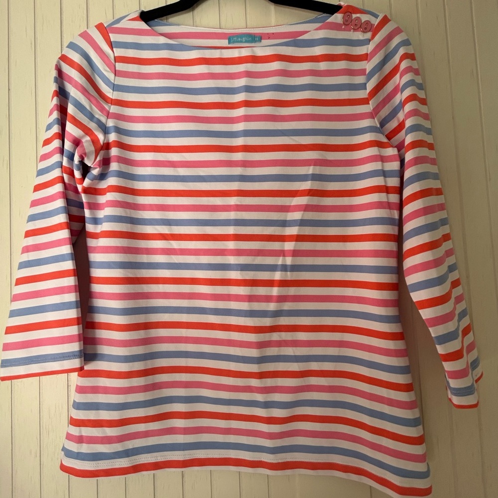 J. McLaughlin Red and Purple Striped Top